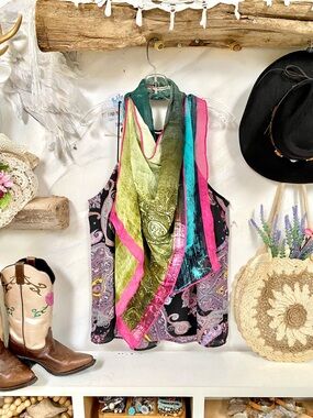 Stunning SILK boho designer scarf/wrap enchanting Gypsy hippy southwestern vibe